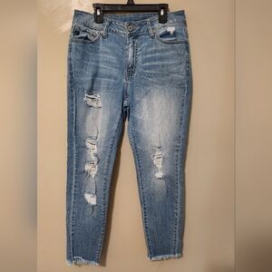 KanCan for Maurices High Rise Light Wash Distressed Skinny Ankle Jeans